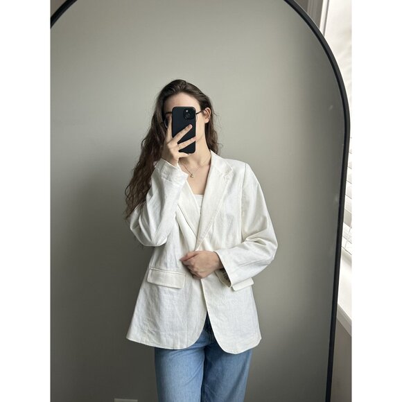 Studio Works Off-White Blazer – Striped Liner Tailored Classic Jacket - Picture 4 of 8